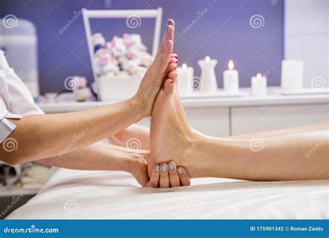 Beauty Enjoying Foot Massage And Foot Sex .